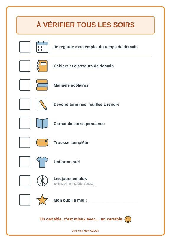 Aperçu du document « À vérifier tous les soirs (ados) »