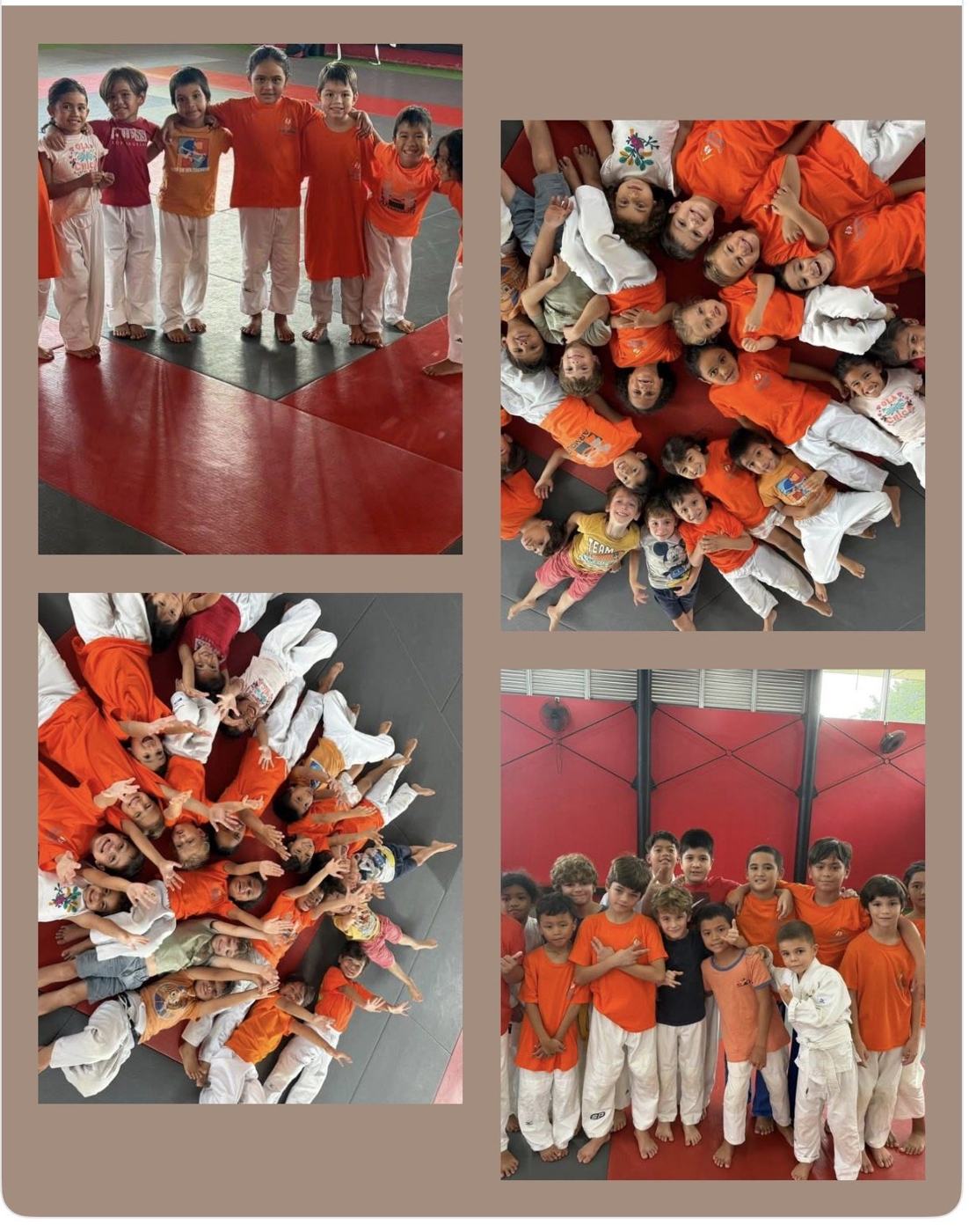 Les jeunes judokas du club de Punaauia en tee-shirts orange