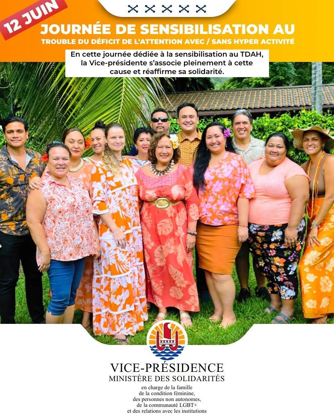La Vice-présidente et son équipe en orange pour la journée de sensibilisation au TDAH