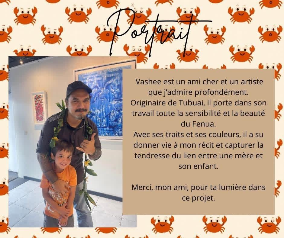 Portrait de Vashee, l'illustrateur du livre, avec 'Ōhiti