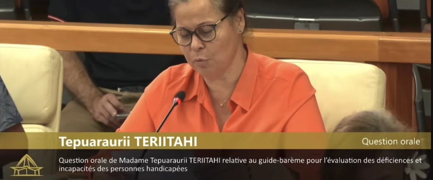 Tepuaraurii Teriitahi pose sa question orale à l'Assemblée de la Polynésie française